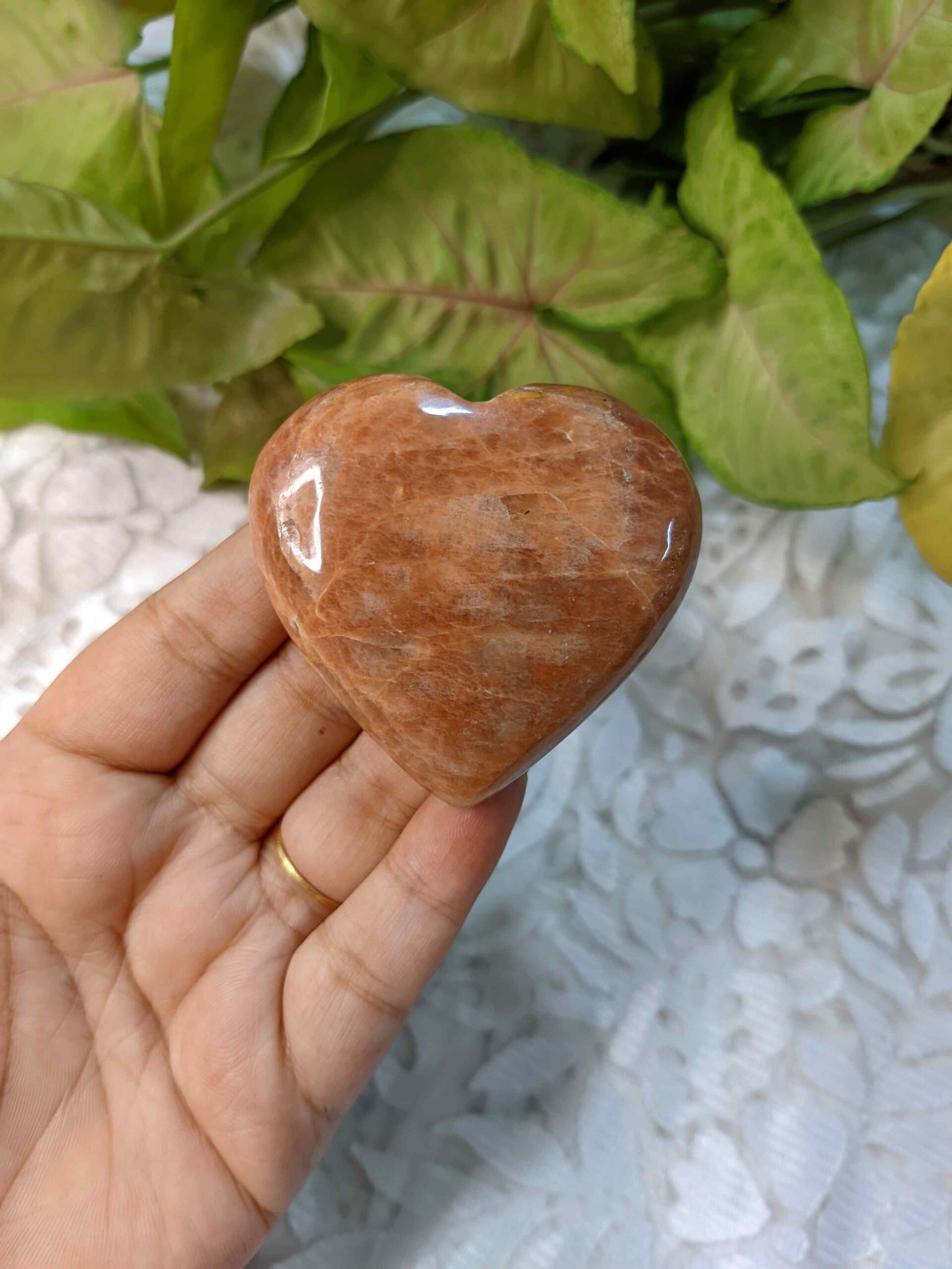 Peach Moonstone Heart